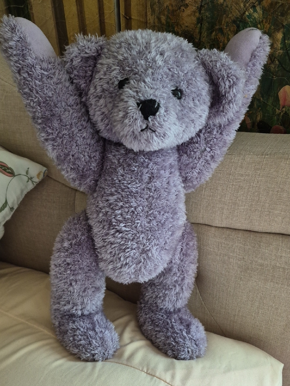 Vintage Collectors Heartfelt Purple Jointed Plush Teddy Bear "Heather" 15"